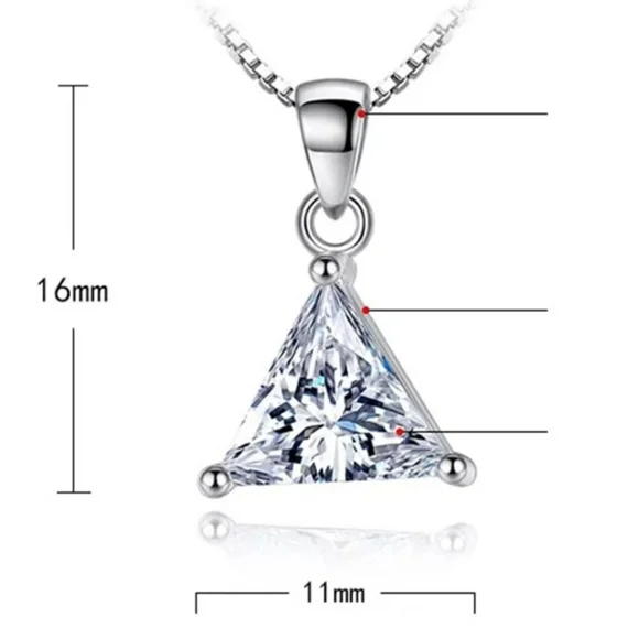 🎀925 Trillion Cut Diamond Necklace - Picture 3 of 6